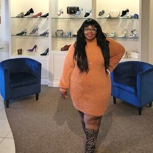 FASHION NOVA plus size sweater dress 1X fall fashion orange rust color curvy